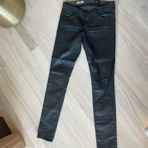 Womens AG coated black jeans size 27